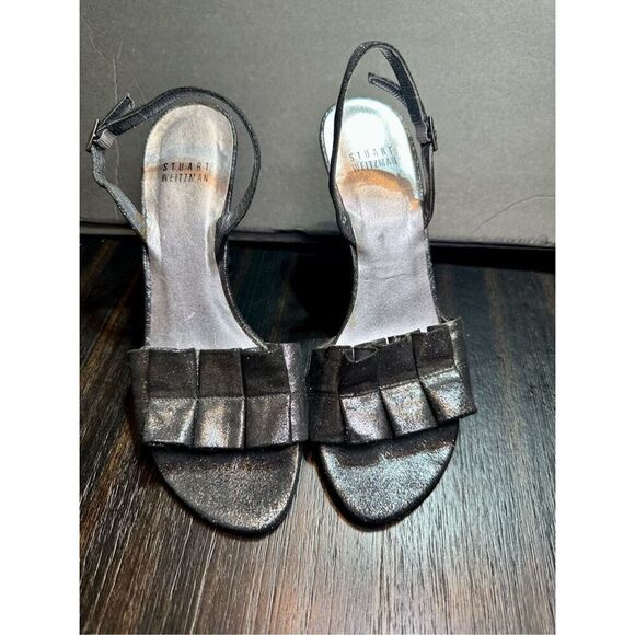 Stuart Weitzman charcoal gray/ black sparkly dressy heels size 6 - Picture 1 of 13